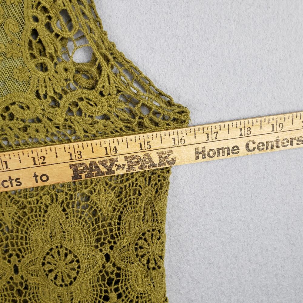 Forever 21 Size S Tiered Lace Tank Top Green Victorian Mythical Forest Nymph - Picture 5 of 6